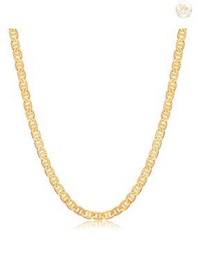 18K Gold Plated Mariner Chain Necklace Flat Marina Link Lobster Clasp